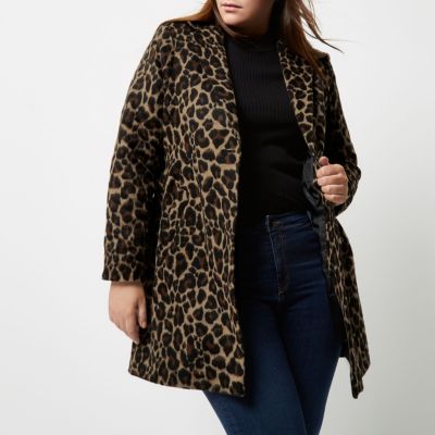 Plus leopard print overcoat